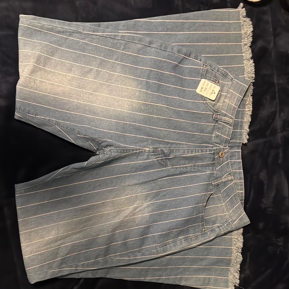 Striped Denim Shorts